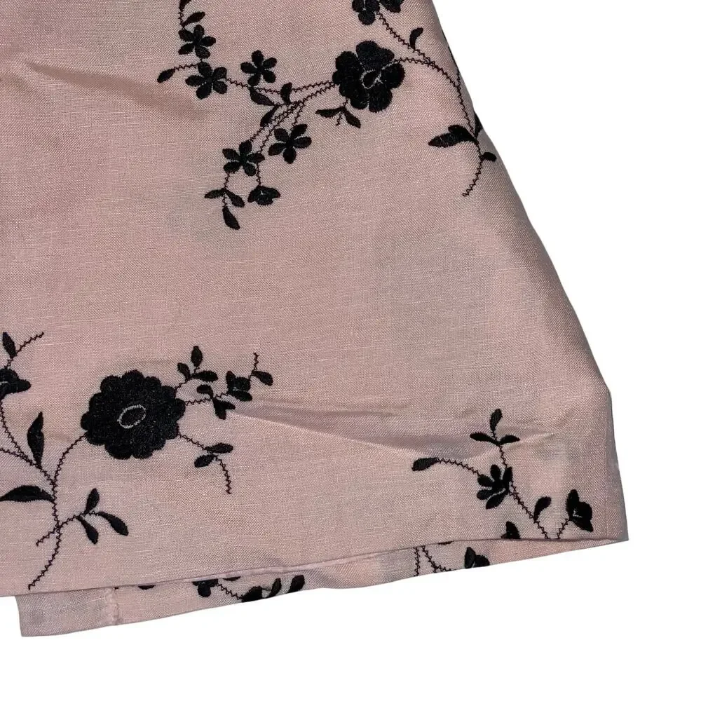 Vintage Romantic Floral Embroidered Coquette Pastel Dusty Pink Soft Midi Dress - Picture 12 of 13